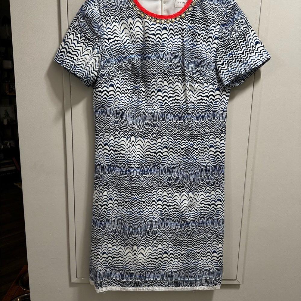 Trina Turk Gray and White Sheath Mini Dress